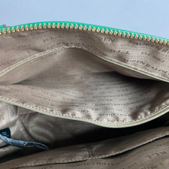 Ralph Lauren RLL Green Leather Structured Tote Shoulder Bag w/ Bag Charm/Fob EUC - Picture 10 of 13
